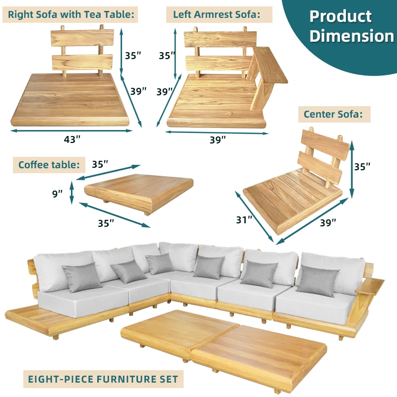 Preferential Price wooden furniture leisure coffee table furniture sofa wood frame teak outdoor furniture wooden sofa