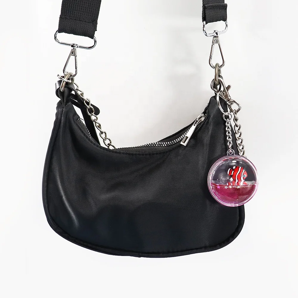 Nimo Clown Fish Flotage Aquarium Glitter Acrylic Cute Cartoon Luxury Floating Liquid Pink Water Bubble Keychains