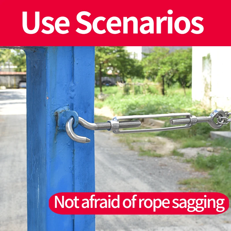 Heavy Duty 304 Stainless Steel Turnbuckle M4 - M20 Turnbuckles Eye and Hook  for Wire Rope Tensioning 4mm 10mm 12mm