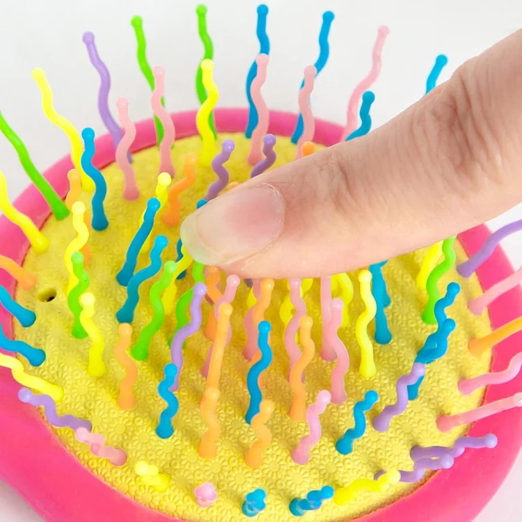 Gloway Hot Selling Kids Ball Tipped Travel Small Hairbrush Curly Detangling Brush Rainbow Hair Brush With Mirror