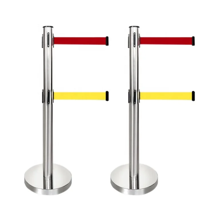 JESSUBOND Wholesale High Quality Airport Queue Pole Double Line Retractable Belt Queue Barrier