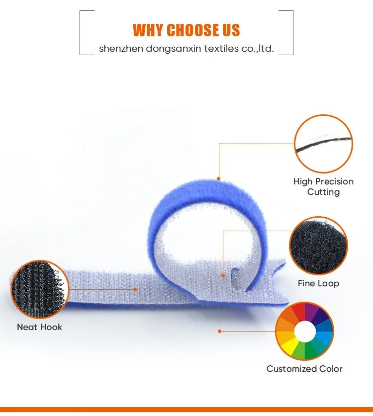 Custom Wholesale Colorful Double Sided Reusable Carry Self Gripping Cinch Straps/ Hook Loop Cable Tie