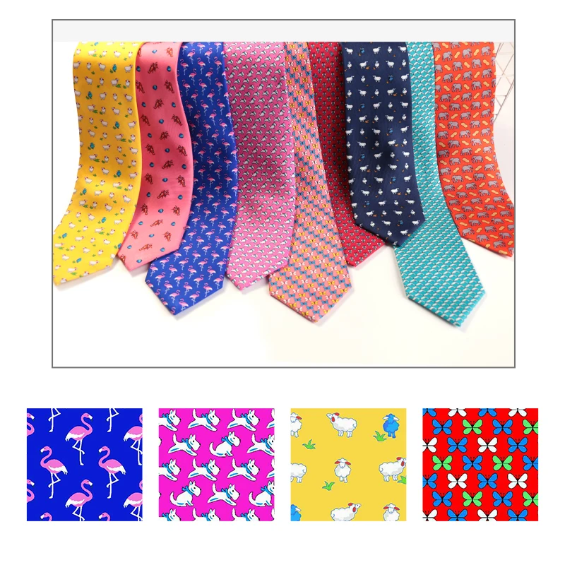 2022 Latest Design Silk Ties Custom Personalized Silk Necktie Animal Tie Digital Printing 100% Silk Mens Tie