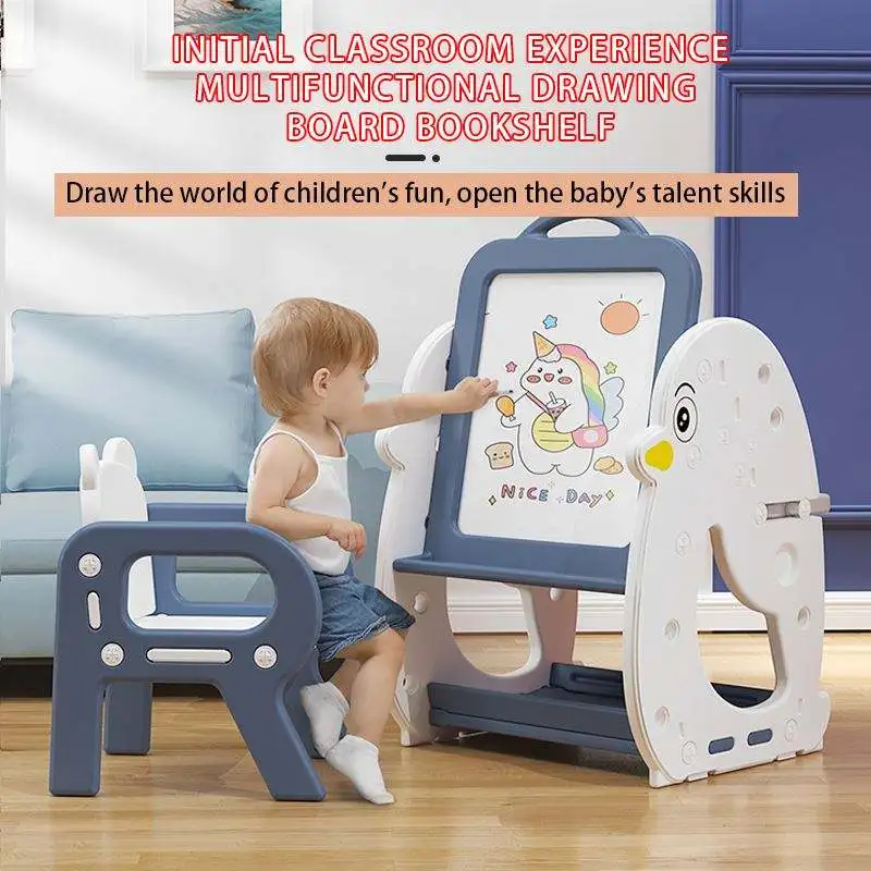 Indoor Plastic Furniture Preschool Baby Seat Multifunction Study Table Chair Children White Drawing Board