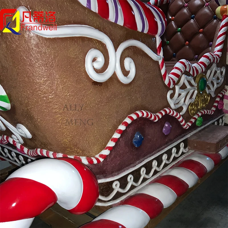 Outdoor large reindeer santa sleigh christmas decoration artificial fiberglass ornaments life size santa sleigh for sale