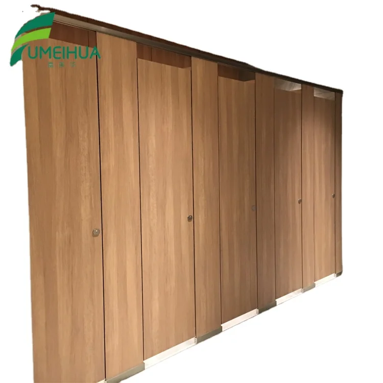 Modern 12mm HPL Toilet Cubicle System with Wood Grain Finish for Hotels and Toilets Manufactured by Enterprise