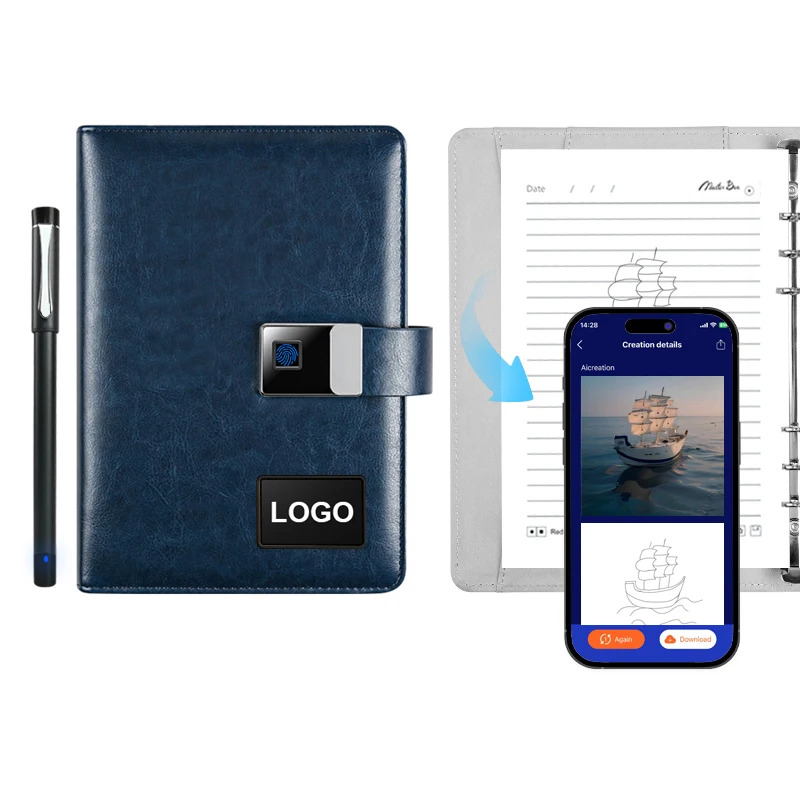Customization Smart Notebook  Smart Pen Business Notebook With USB Flash Drive Fingerprint Lock And  Software