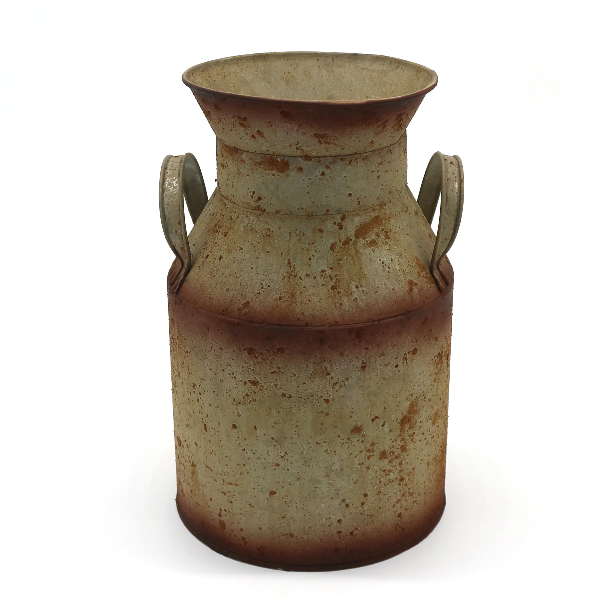 Galvanized Metal Milk Can, Old Rustic Primitives Jug Vase for Home and Garden Decor. Dia. 6-1/8 X 10 Inch