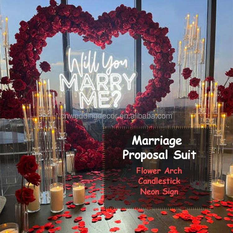 New Design Silk Flowers Propose Marriage Decorative Heart Shaped Entrance Flower Arch for Wedding