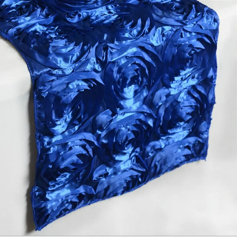 Cheap Fancy Custom 30*275 cm Rose Flower Wedding  Parties Banquet Floral Satin Fabric Dining Table Runners For Dinner Table