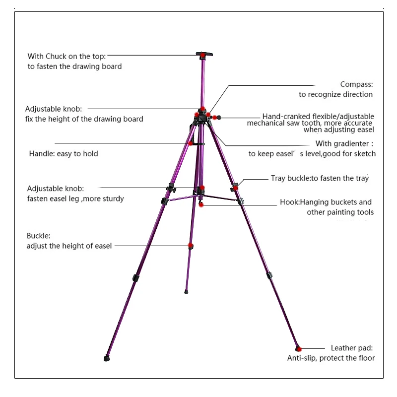 High adjustable Art Easel from 17 inches to 66 inches suitable for any kids and adults/perfect for floor stands