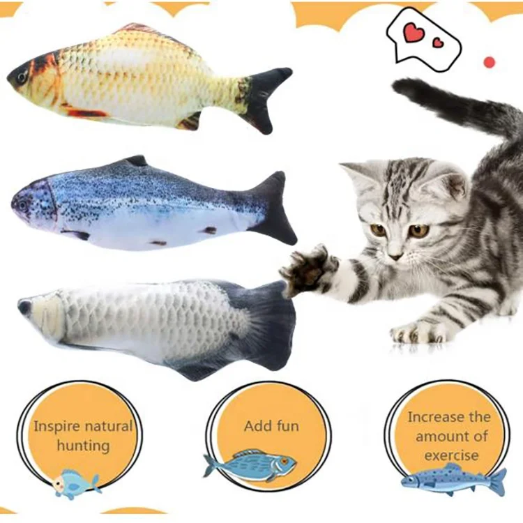 Realistic Plush Pet Simulation Electric Fish Funny Interactive Smart Automatic Fish Cat Toy