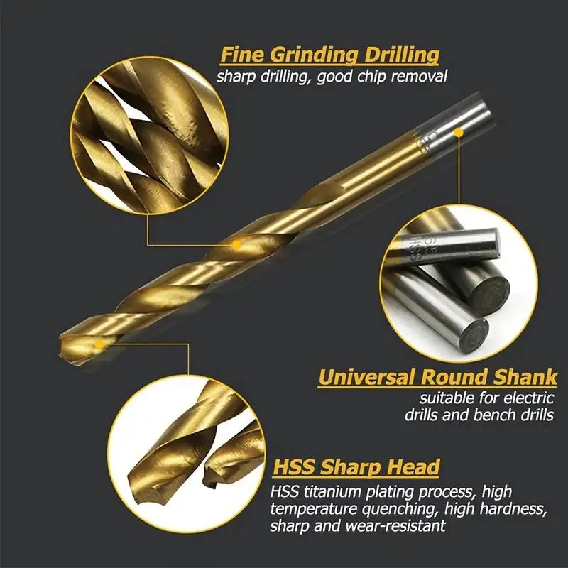 MeiKeLa 99pcs Drill Bit Titanium HSS Coated Drill 1.5mm-10mm Stainless Steel High Speed for Electrical Drill