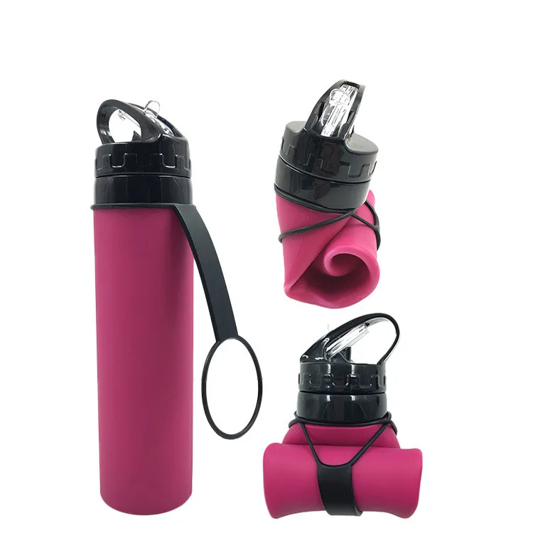 0130 Outdoor sports silicone water bottle mountaineering riding portable water bottle folding water cup
