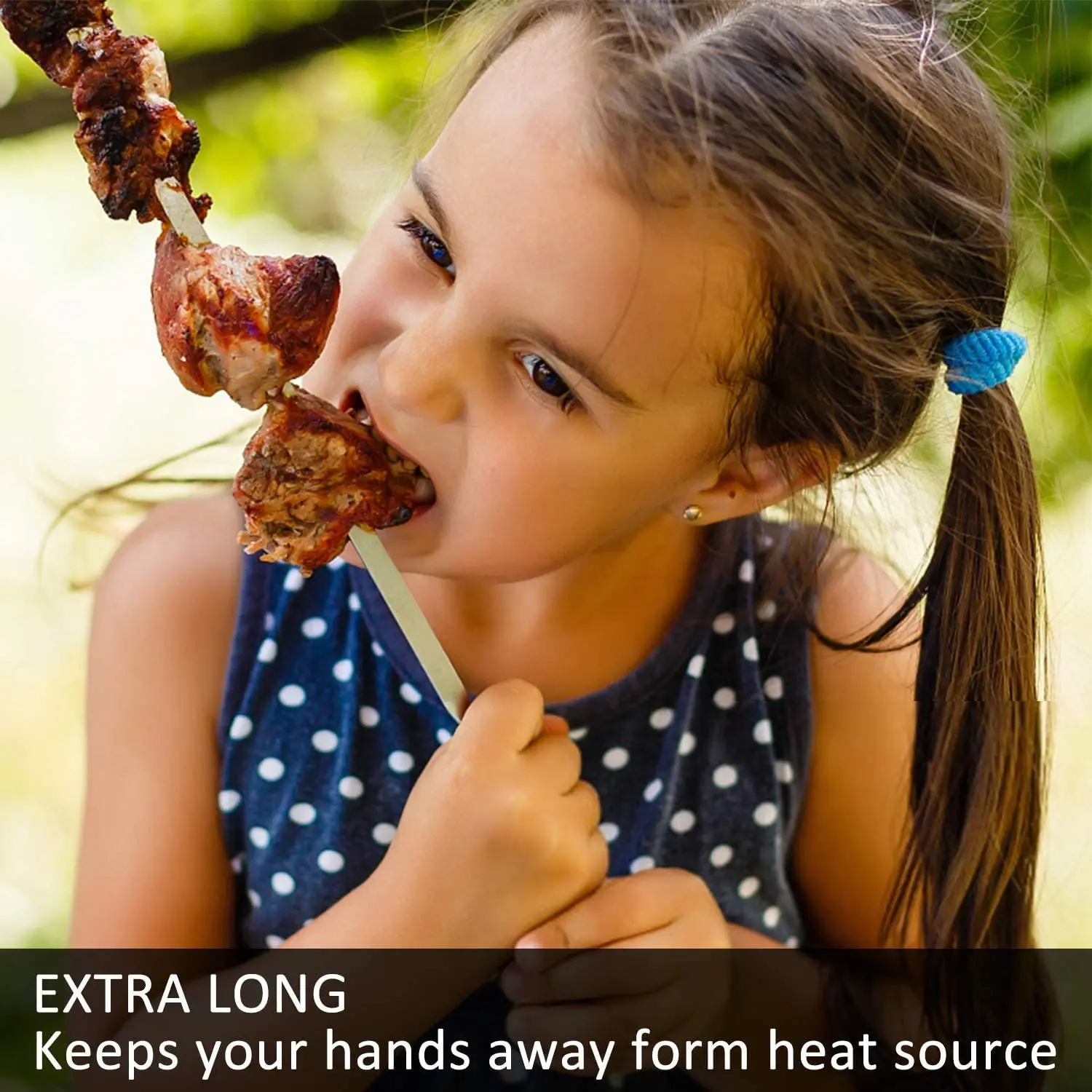 12PCS Stainless Steel BBQ Kebab Meat Skewers Set, Flat Barbecue Shish Kebab Stick for Meat Vegetables