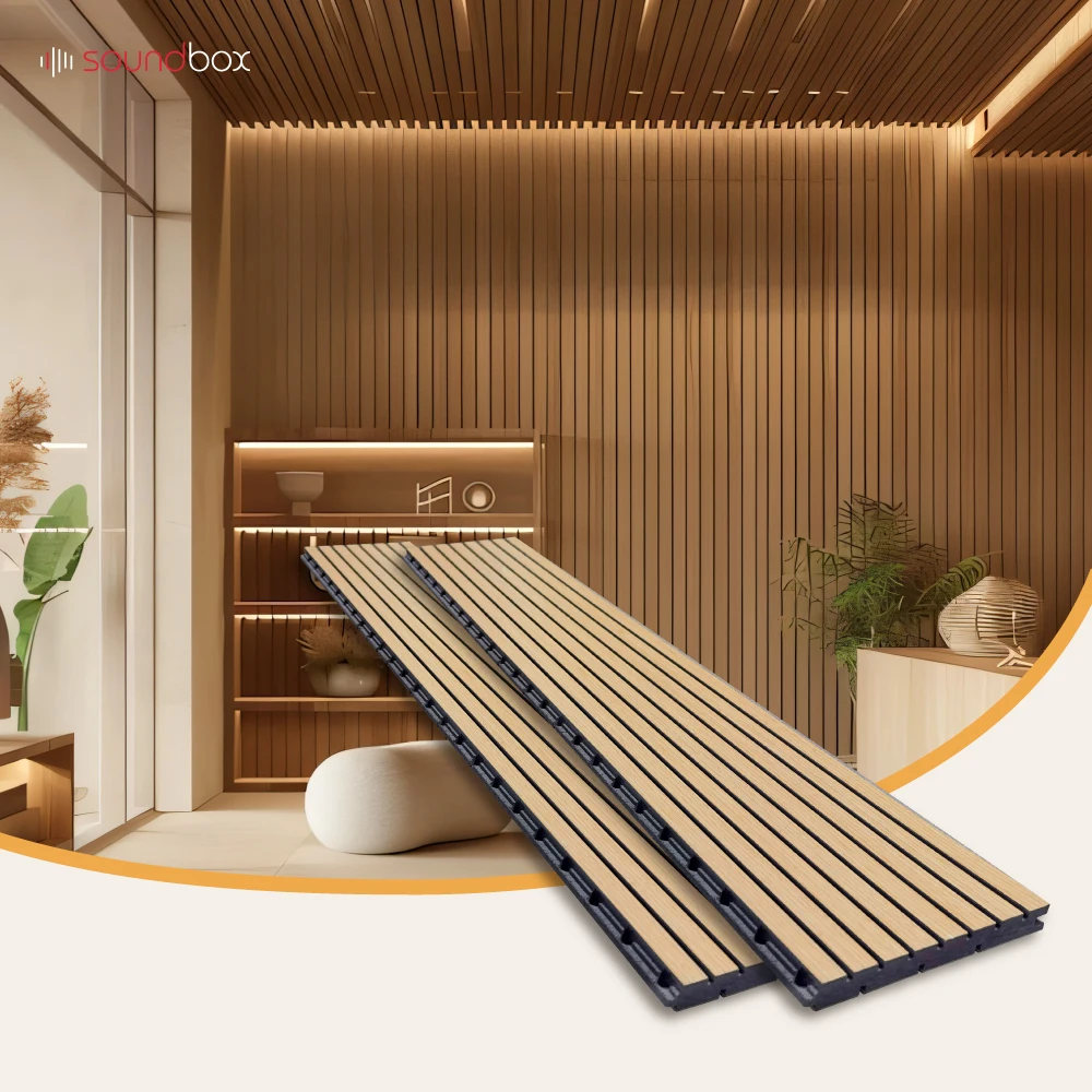 Soundbox akupanel wall panels soundproof 2400mm*600mm panels grooved acoustic for decoration interior