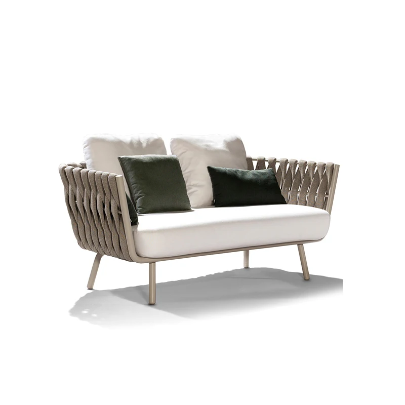 Outdoor patio furniture with aluminum frame leisure double seats sofa weaving Love seat