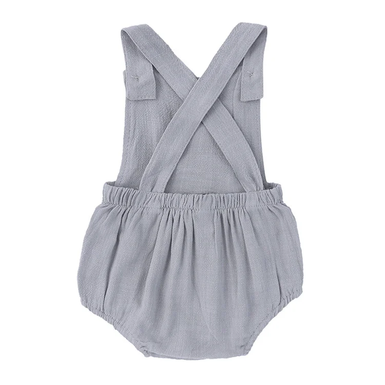 3-24 Months Baby Girls Boys Button Rompers Solid Linen Belt Jumpsuit New Born Romper Newborn Baby Clothes