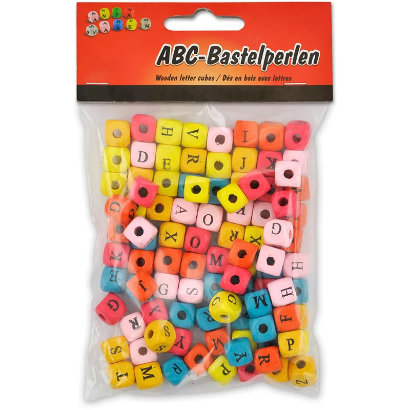 Artisancraft colorful cube letter alphabet beads 10mm wooden beads for making bracelets