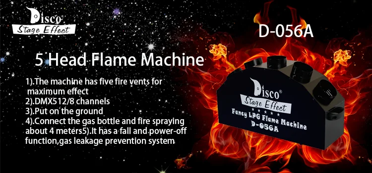 5 Heads flame throw dj equipment with DMX fire flame machine lpg fire machine flame machine stage