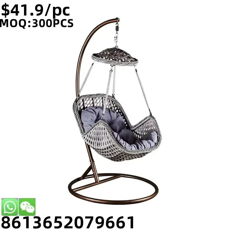 TSF Outdoor Garden Hanging Egg Shaped Wicker Rattan Egg Swing Chair With Metal Stand