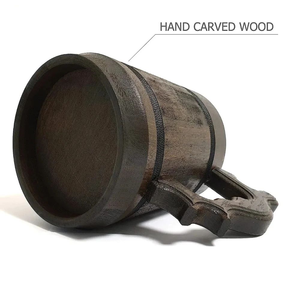 Best Quality Natural Solid Handmade Wooden Creative Pure Wood Beer Mug