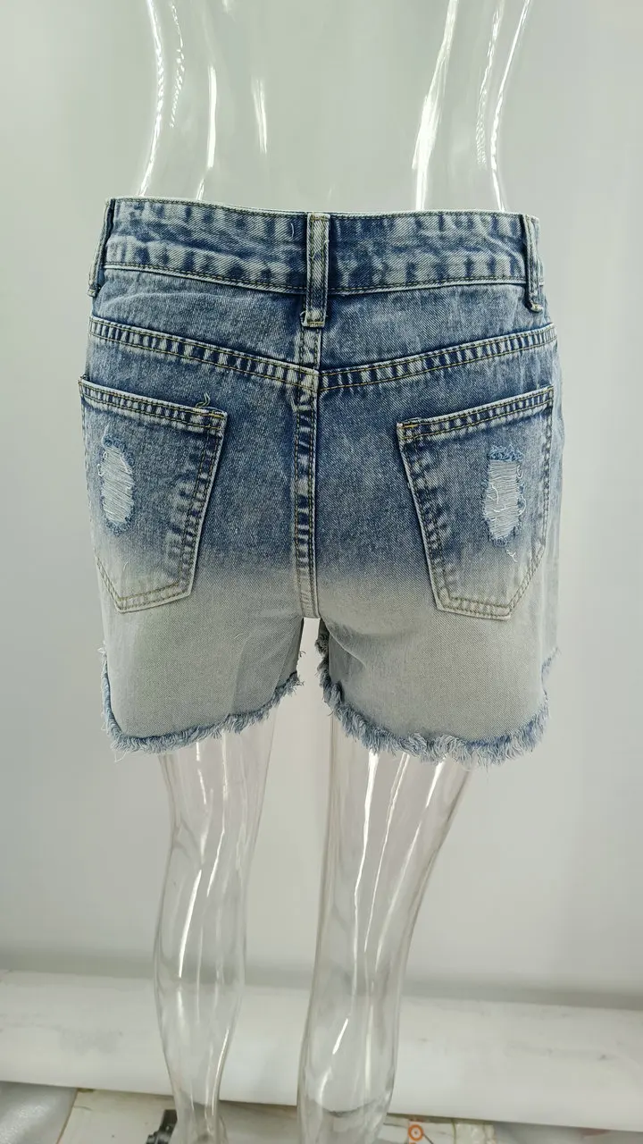 Wholesale Fashion Summer Washed Latest Jean Biker Shorts Short De Mujer Jeans 2 Colored Acid Wash Jeans Shorts
