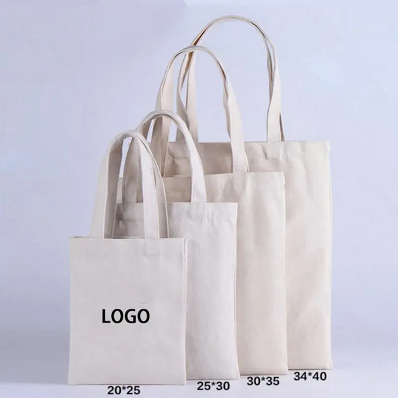 Factory Customized Printed Logo Eco Grocery Shopping Bag Reusable Blank Bulk Cotton Canvas Tote Bags for Sublimation Gift