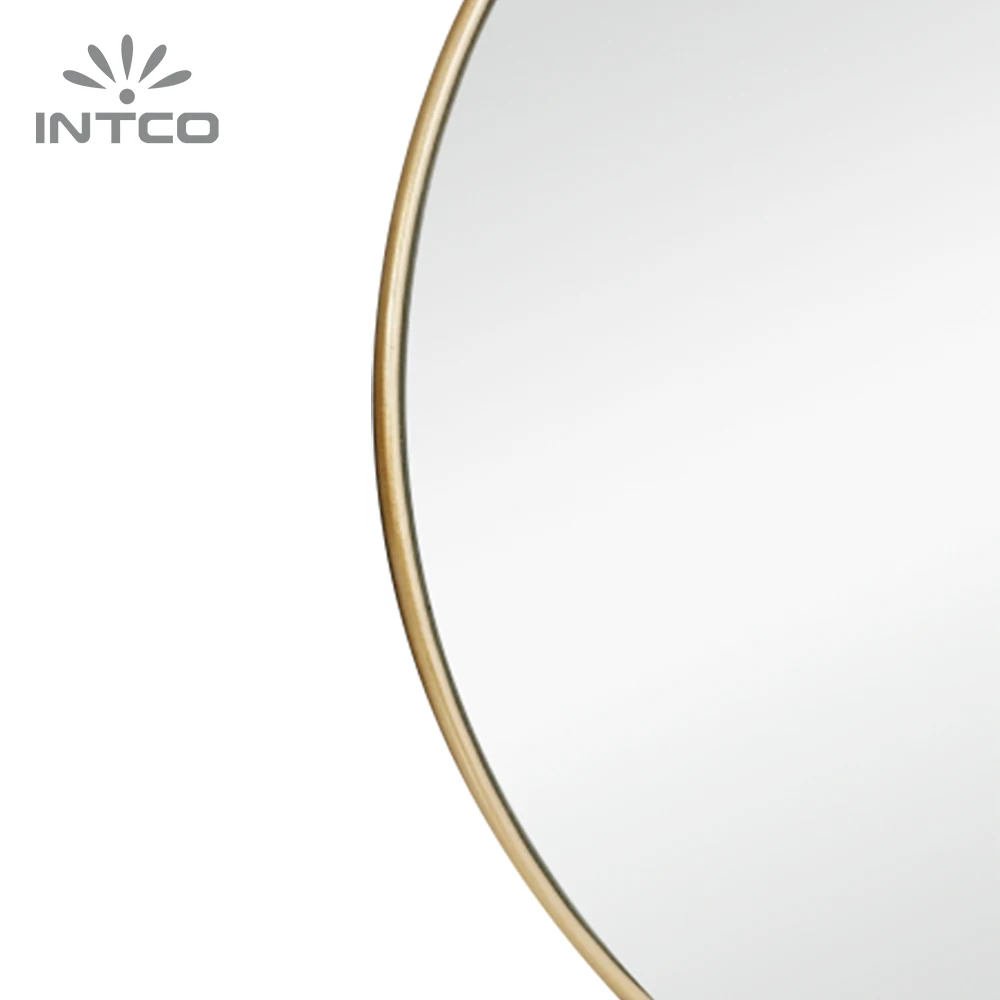 INTCO Wholesale New Arrival Modern Wall Decorative Metal Round Framed Makeup Mirror with Fashion Hanger