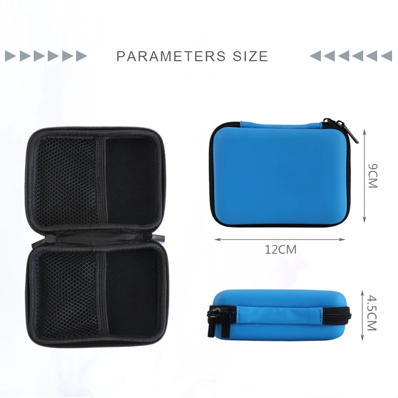 Wholesale Blue Wired Earphone Box Square Bluetooth Earphone Carrying Bag EVA Wireless Earphone Case