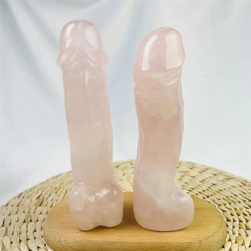 Wholesale Natural Hand Carved Rose Quartz Crystal Massage Penis Dildo Wands For Women