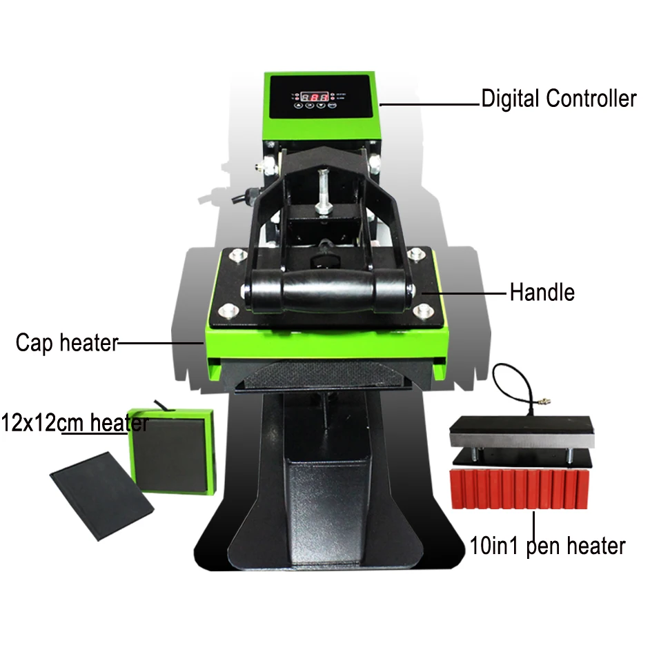 Цифровое управление 3 в 1 ручка крышка шляпы 12x12 см пластина теплового пресса