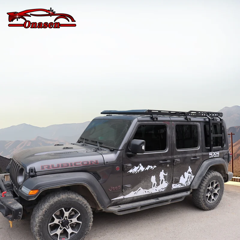 Factory multifunctional extended thickened stainless steel roof rack is a must-have for Jeep Wrangler jk jl 2/4 off-road!
