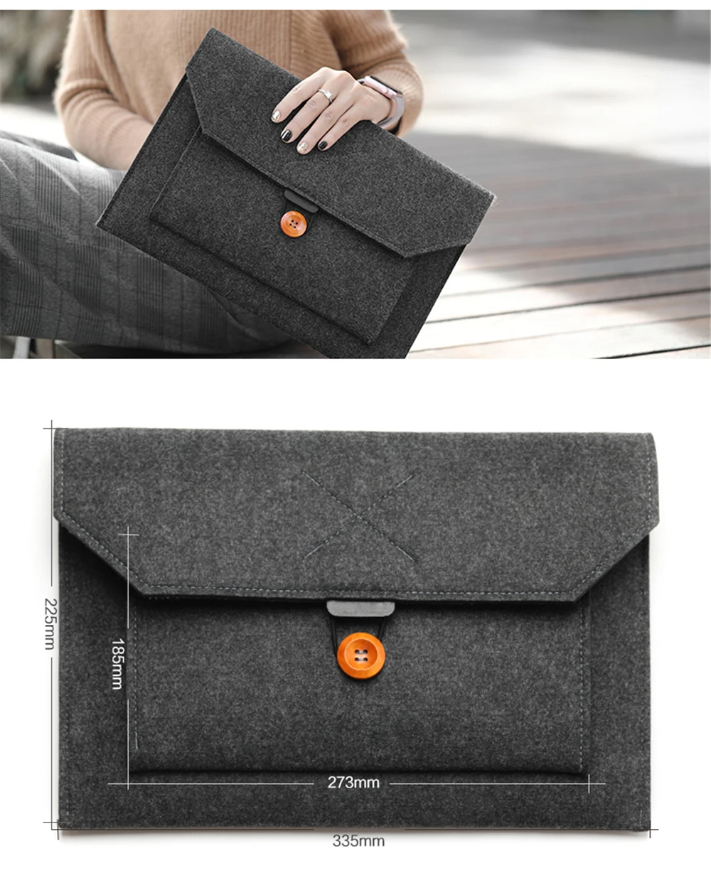 Laptop Cover Cuff Supplier Document Envelope File Bag Felt Custom File Bag Fabric Laptop Soft Felt Sleeve Laptop Pad   Bag