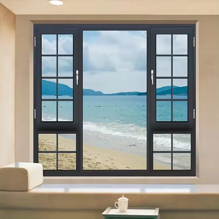 HANSE manufacturer house apartment double glazed aluminum frame swing double tempered glass windows mosquito net window