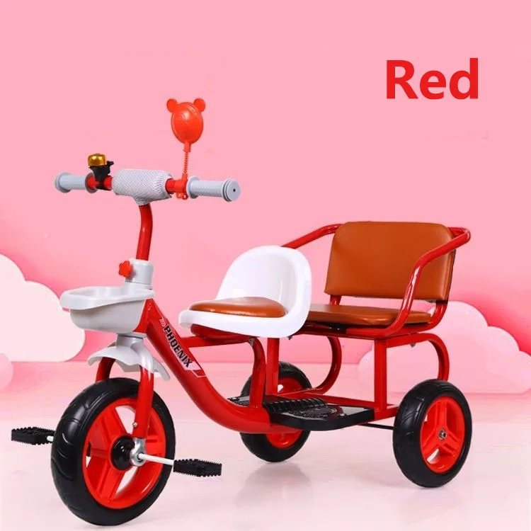 kids bike with 3 wheels and 2 people seat tricycle for 2-6 years old children steel frame kids  toy tricycle