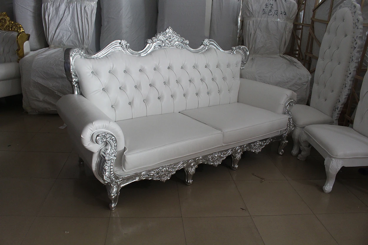 luxury high back classic royal PU leather crystal solid wood banquet party events king throne chair