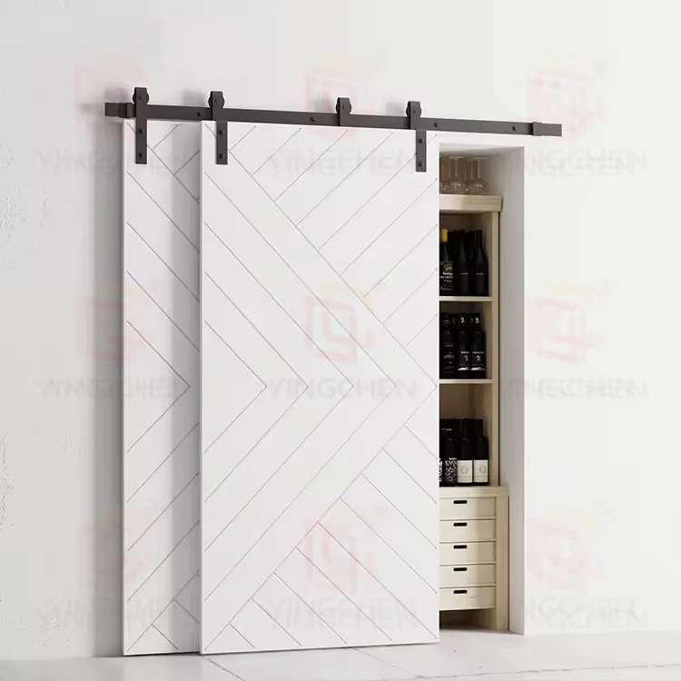 American Style Black Walnut Irregular Design Modern Interior Pocket Sliding Door With Hardware