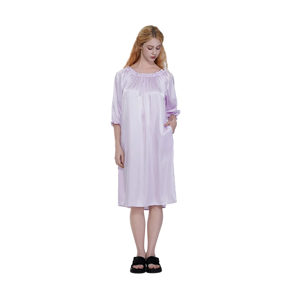 Summer 2025 new silk jumpsuit nightgown for women, sexy and cute mid length nightgown