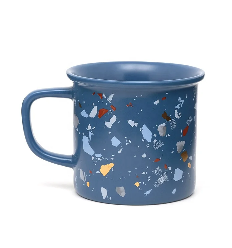 2020 new marble mosaic ceramic solid color mug with decal on glaze