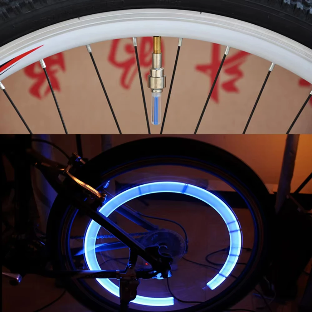 bike light with no battery mountain road bike bicycle lights LEDS Tyre Tire Valve Caps Wheel spokes LED Light