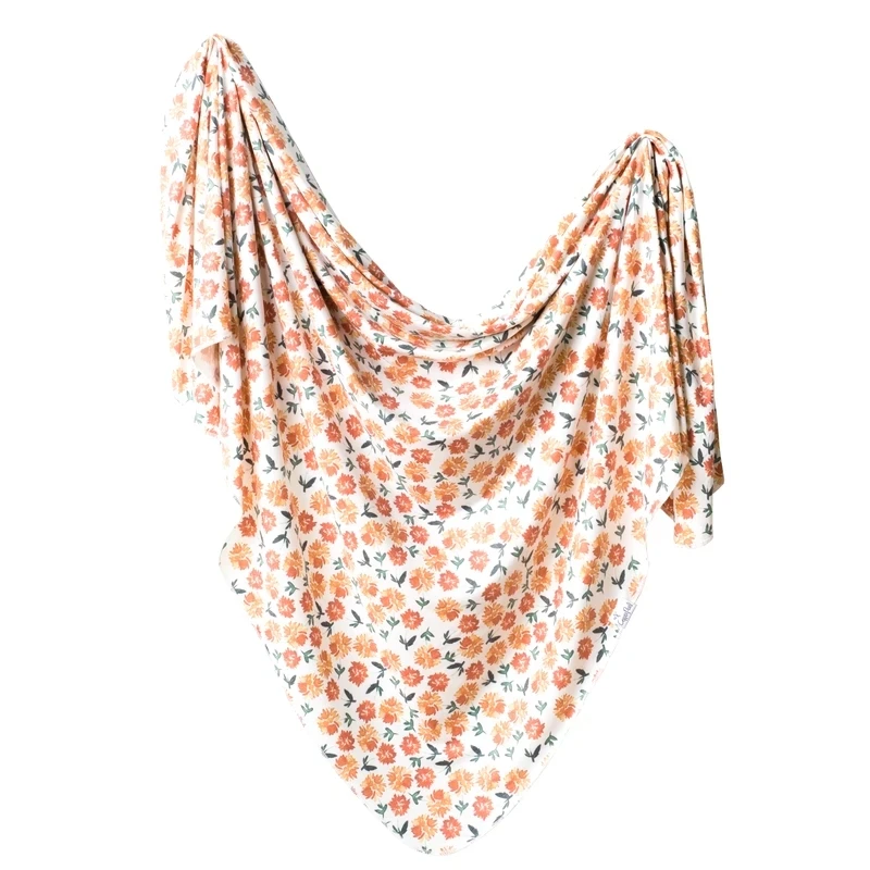 New popular Baby 100% Organic bamboo blanket  baby adjustable easy swaddle blanket watercolor flower