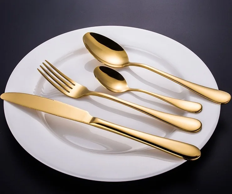 LDX011-2 Luxury Gold single fork Knife Fork and Spoon Gold Plated Low MOQ Camping Dining