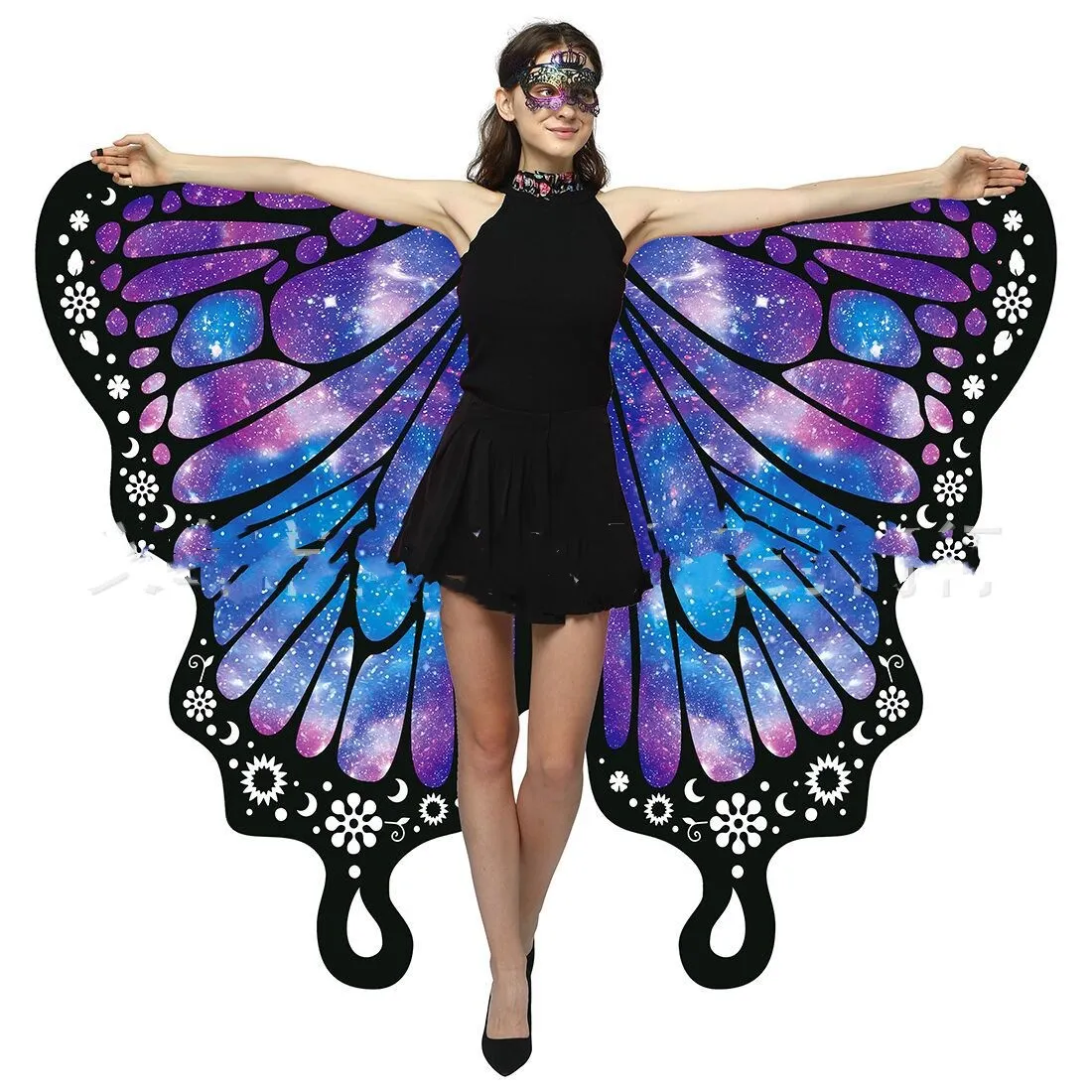 Dual Side Print Butterfly Wings Fairy Wings for Adults Butterfly Costume Rainbow Shawl Women Festival Dress Up Cloak Purple New