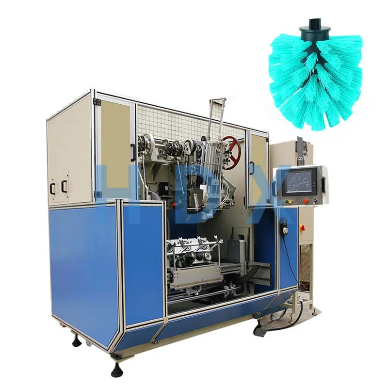 Five-axis three-head broom, hair-drilling and planting machine