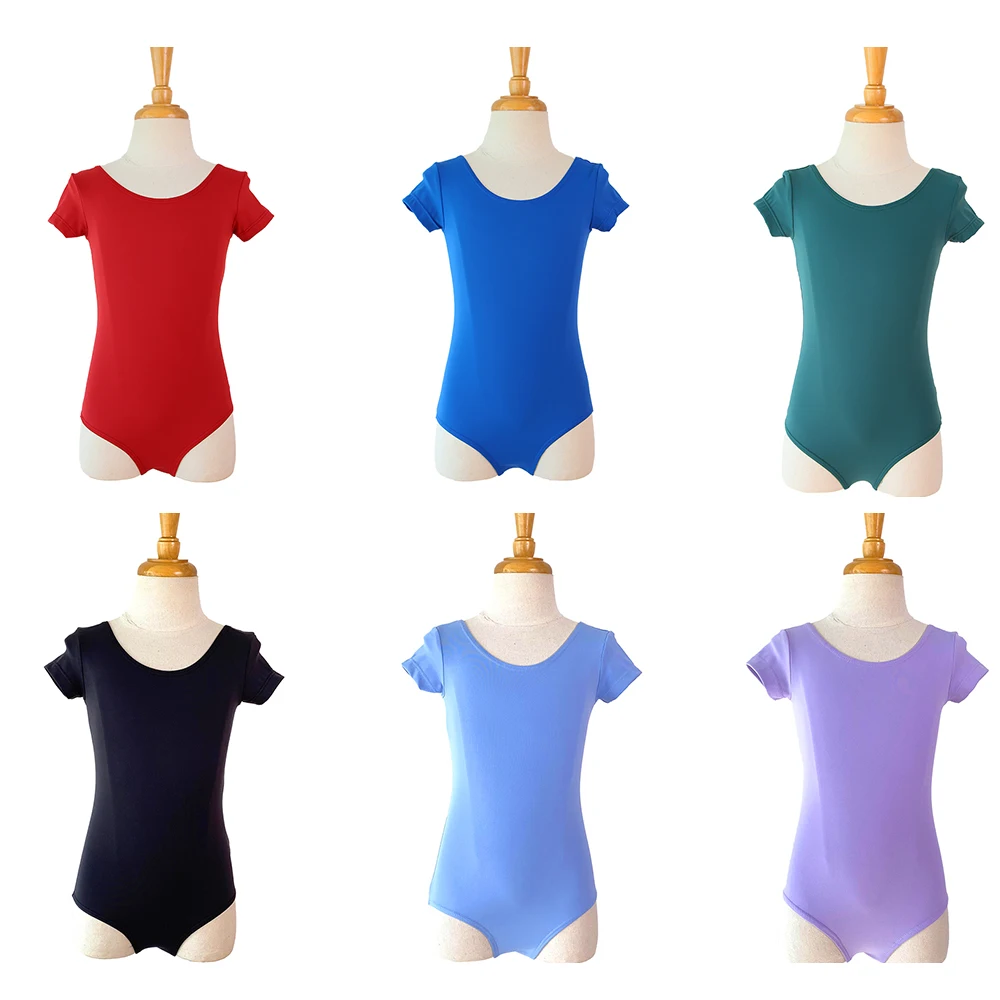 ALA010 Short Sleeve Ballet Custom Leotard wholesale Bodysuit For The Kids Training Dancewear