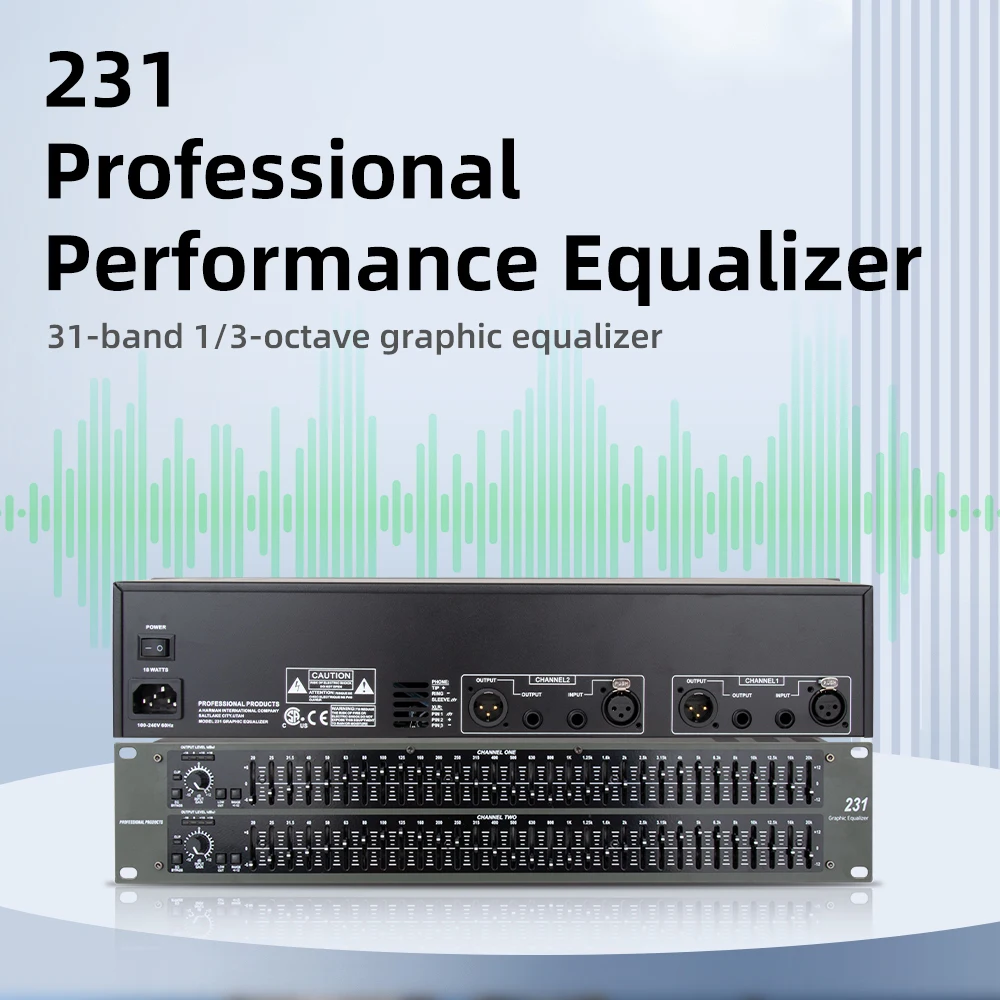 231 DJ Sound Equipment Amplifier Speaker,Dual Channel 31 Band Stereo Audio Signal Processor, Professional Performance Equalizer