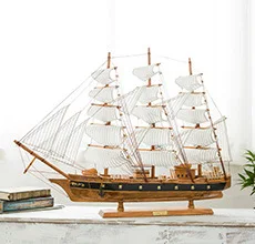 Hot Selling Nautical Wood Sculpture Crafts Mediterranean Pine Wood Sailboat Sail Model Boats For Home Desk Decor Birthday Gifts
