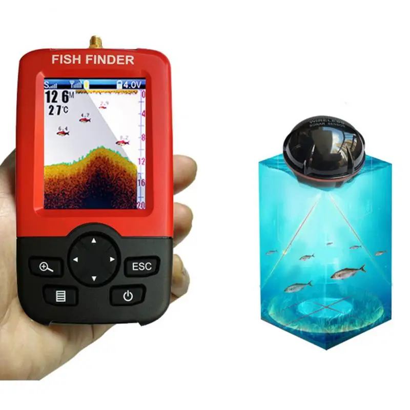 Portable Depth Fish Finder with 100M Sonar Sensor Echo Sounder Wireless Depth Finder Fishing Lure Echo Sounder Alarma Pesca