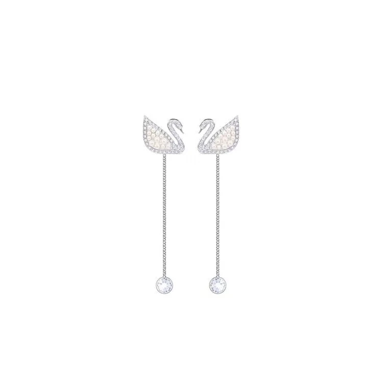 Luxury Jewelry Fashion Earrings Stainless Steel  Steel Inlaid Rhinestone Swan Earrings High-end Jewelry Hypoallergenic Earrings